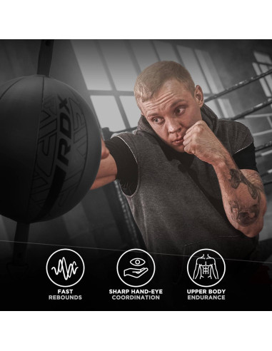 Bolsa de Boxeo Doble Extremo RDX 70cm con Cuerda Bungee 121.92cm
