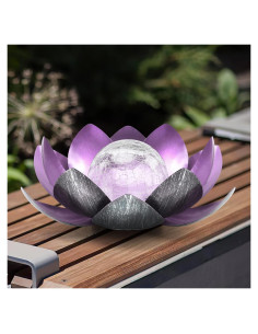 Luz Solar Decorativa de Jardín QZHP, Flor LED Púrpura IP44