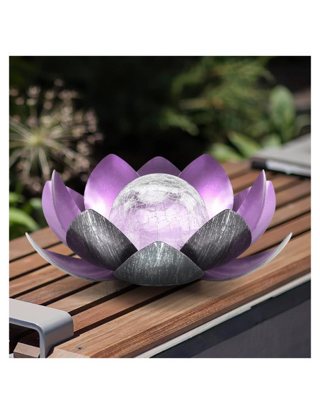 Luz Solar Decorativa de Jardín QZHP, Flor LED Púrpura IP44