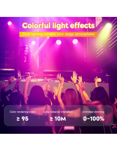 Luces Par LED U`King 18x12W RGBW para DJ y fiestas