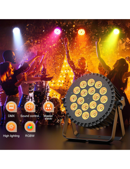Luces Par LED U`King 18x12W RGBW para DJ y fiestas