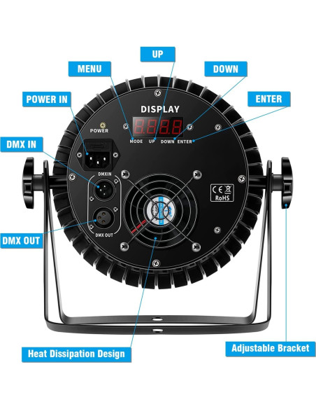 Luces Par LED U`King 18x12W RGBW para DJ y fiestas