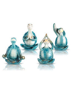 Conjunto de 4 Figuras de Tortuga Marina de Resina para Yoga