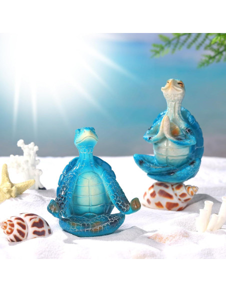 Conjunto de 4 Figuras de Tortuga Marina de Resina para Yoga
