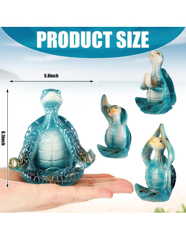 Conjunto de 4 Figuras de Tortuga Marina de Resina para Yoga