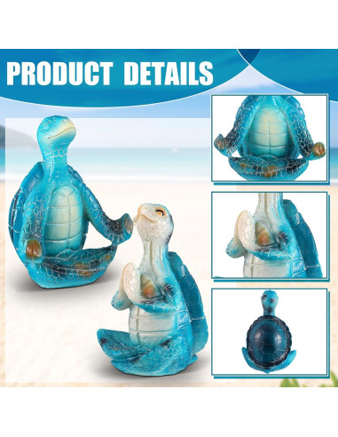 Conjunto de 4 Figuras de Tortuga Marina de Resina para Yoga