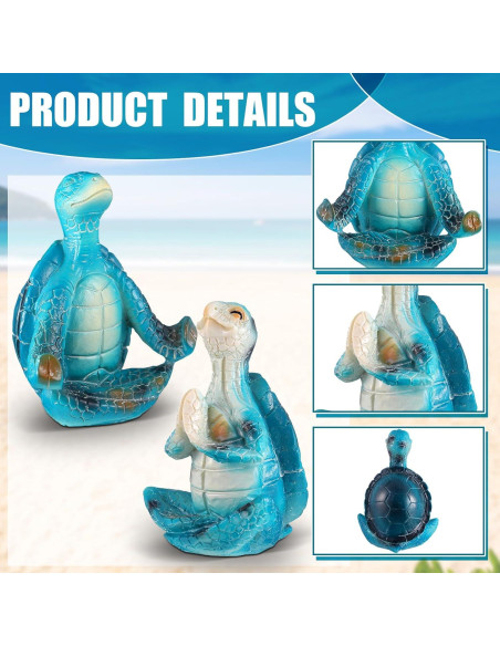 Conjunto de 4 Figuras de Tortuga Marina de Resina para Yoga
