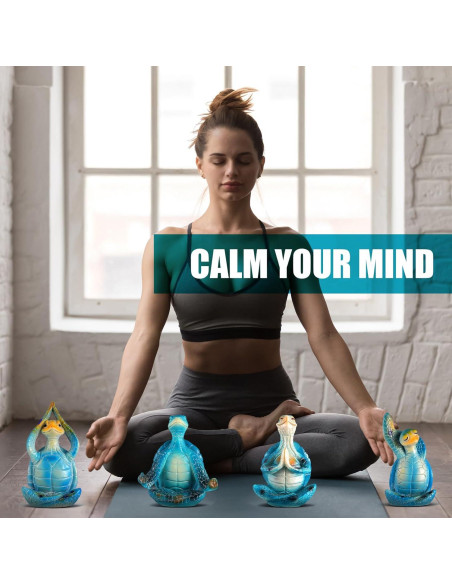 Conjunto de 4 Figuras de Tortuga Marina de Resina para Yoga