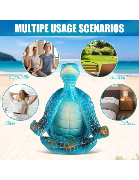 Conjunto de 4 Figuras de Tortuga Marina de Resina para Yoga