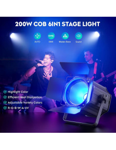 Luces LED Par Can 200W RGBWA+UV DMX512 para Eventos 2