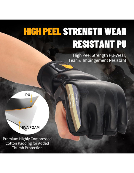 Guantes MMA ZooBoo con Banda Ajustable para Entrenamiento