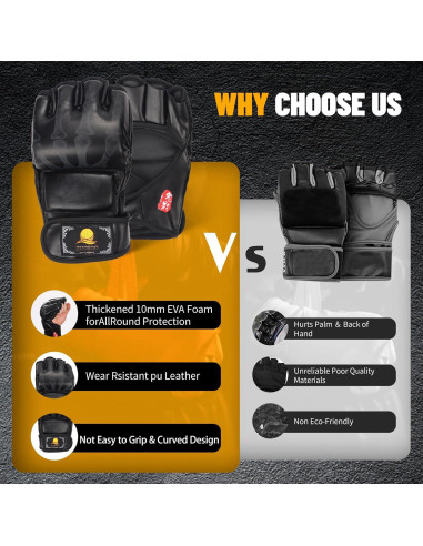 Guantes MMA ZooBoo con Banda Ajustable para Entrenamiento