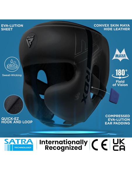 Casco de Boxeo RDX Kids Ajustable Negro para Niños