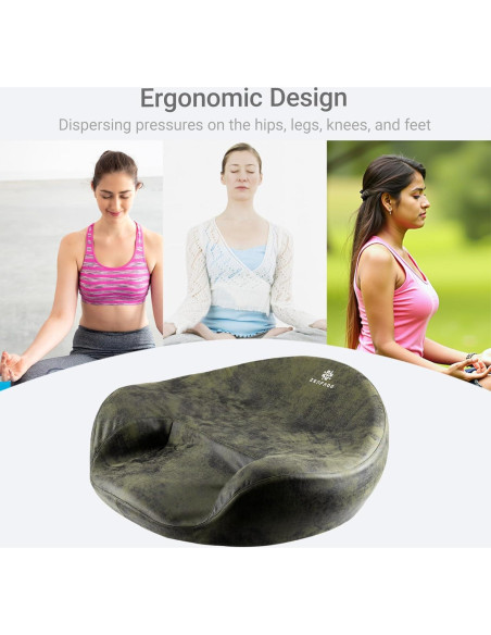 Cojín de Meditación Ergonómico ZENFROG - Espuma de Memoria, Funda Lavable, Verde Oscuro