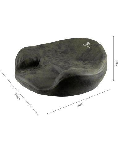 Cojín de Meditación Ergonómico ZENFROG - Espuma de Memoria, Funda Lavable, Verde Oscuro