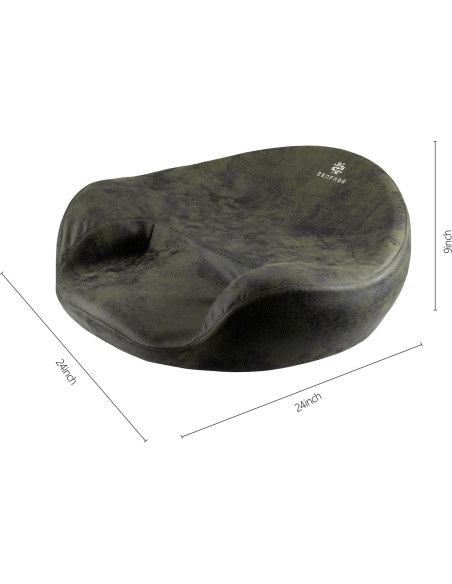Cojín de Meditación Ergonómico ZENFROG - Espuma de Memoria, Funda Lavable, Verde Oscuro