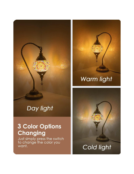 Lámpara de Mesa Turca Yarra-Decor con Base de Bronce 3 Colores Lámpara de Mesa Turca Yarra-Decor con Base de Bronce 3 Colores
