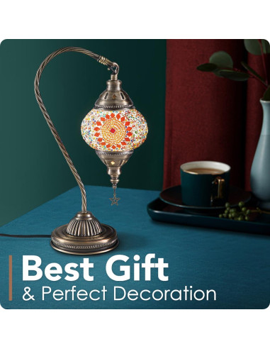 Lámpara de Mesa Turca Yarra-Decor con Base de Bronce 3 Colores