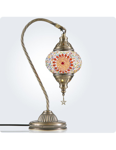 Lámpara de Mesa Turca Yarra-Decor con Base de Bronce 3 Colores