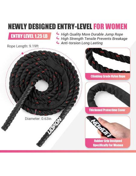 Cuerda de Salto Pesada UOPON 1.25 lbs (0.57 kg) para Mujeres