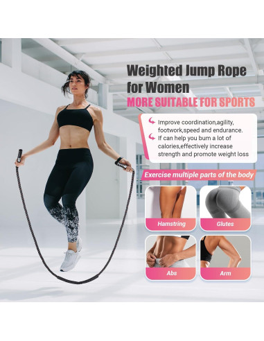 Cuerda de Salto Pesada UOPON 1.25 lbs (0.57 kg) para Mujeres