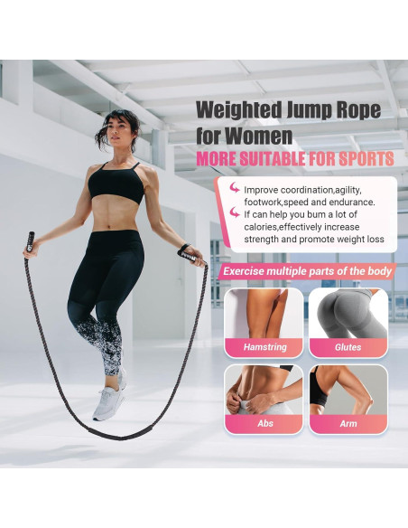 Cuerda de Salto Pesada UOPON 1.25 lbs (0.57 kg) para Mujeres