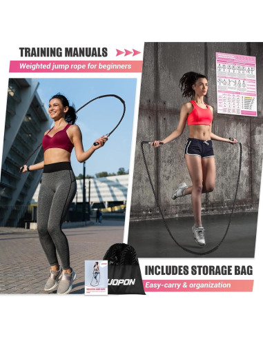 Cuerda de Salto Pesada UOPON 1.25 lbs (0.57 kg) para Mujeres