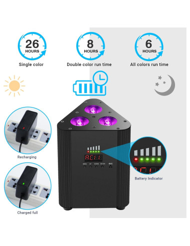 Luces Par Recargables OPPSK 2 Unidades LED RGBW DMX