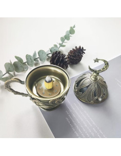 Soporte de Incienso en Cono Vintage Hourwof de Metal Bronce 2