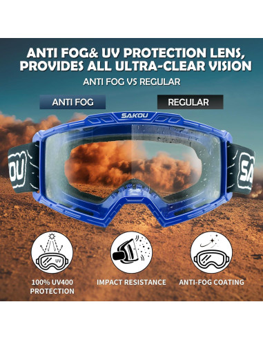 Gafas de Motocross Antivaho para Niños 3-12 Años Azul