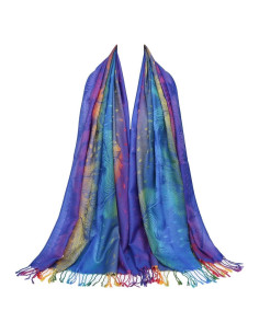 Chal de Pashmina Jacquard para Mujeres con Flores Coloridas