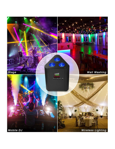 Luces Par Recargables OPPSK 2 Unidades LED RGBW DMX