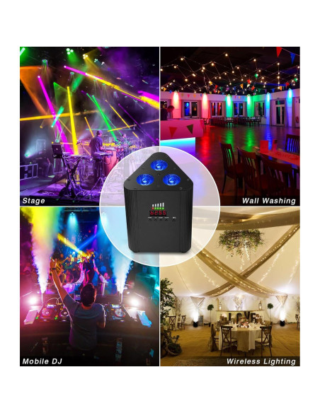 Luces Par Recargables OPPSK 2 Unidades LED RGBW DMX
