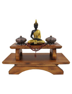 Altar Personal de Madera Sólida DharmaObjects 23 cm para Meditación