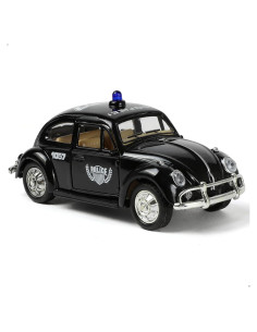 Coche de Metal Beetle Policía 1:36 Risopen Negro Vintage