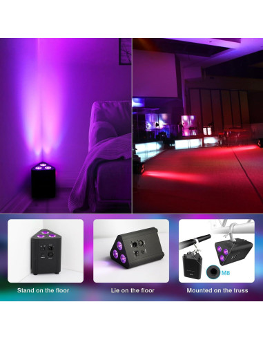 Luces Par Recargables OPPSK 2 Unidades LED RGBW DMX