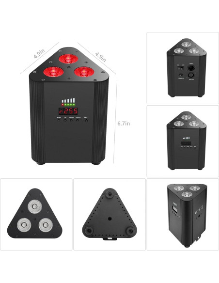 Luces Par Recargables OPPSK 2 Unidades LED RGBW DMX