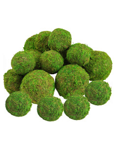 Paquete de 18 bolas de musgo decorativas Biubee - 6 de 7.87 cm y 12 de 5.58 cm