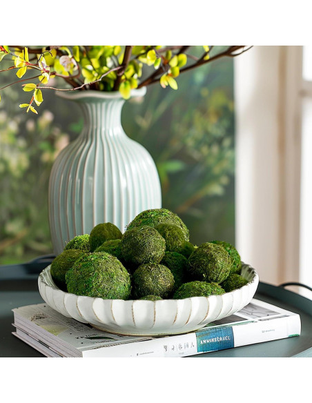 Paquete de 18 bolas de musgo decorativas Biubee - 6 de 7.87 cm y 12 de 5.58 cm