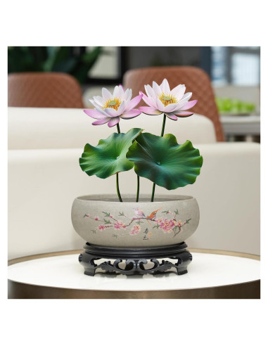 Maceta de Cerámica Lotus Bowl Genérica Mediana Gris2 para Bonsái