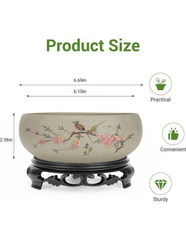 Maceta de Cerámica Lotus Bowl Genérica Mediana Gris2 para Bonsái