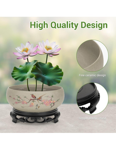 Maceta de Cerámica Lotus Bowl Genérica Mediana Gris2 para Bonsái