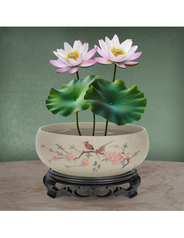 Maceta de Cerámica Lotus Bowl Genérica Mediana Gris2 para Bonsái