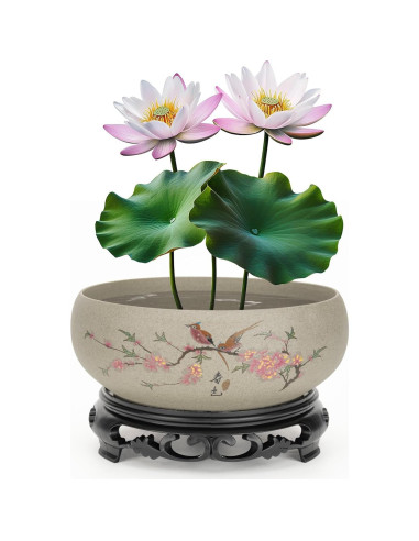 Maceta de Cerámica Lotus Bowl Genérica Mediana Gris2 para Bonsái