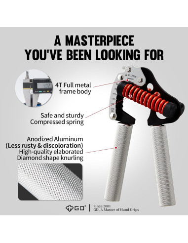 Entrenador de Fuerza de Agarre GD Iron Grip Ajustable 89.8kg