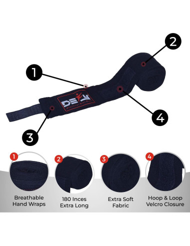 Envolturas de Mano DEFY 180 cm Elásticas Boxeo MMA Unisex