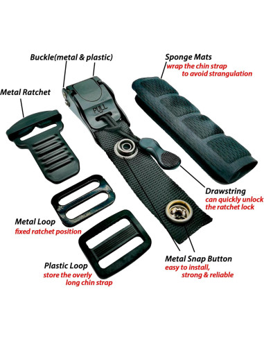 Kit de hebilla de liberación rápida ZYRELYNX para casco negro