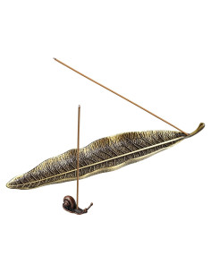 Soporte de Incienso Careyoungs Hoja y Caracol Bronce 25x5 cm