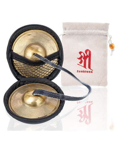 Címbalos Tingsha ZenBless Tibetanos 6.6 cm con Caja y Funda