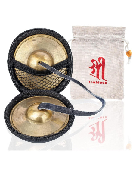 Címbalos Tingsha ZenBless Tibetanos 6.6 cm con Caja y Funda